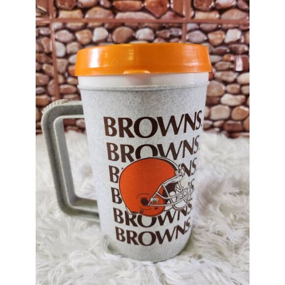 Cleveland Browns NFL FOOTBALL SUPER THERMO VINTAGE 1995 Plastic Lidded Cup Mug # - Picture 2 of 9